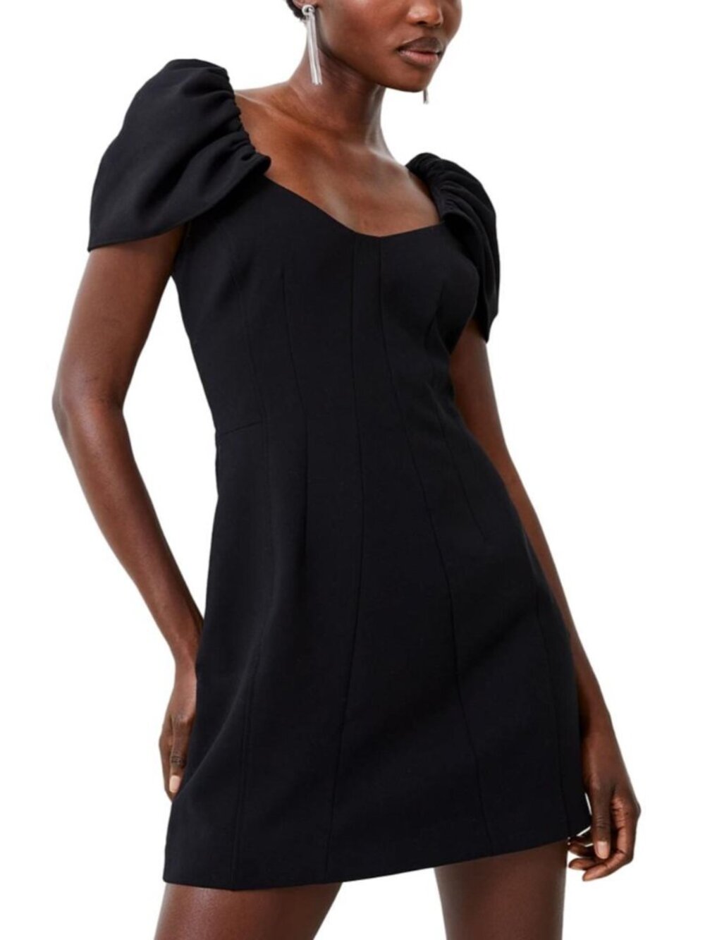 NEW FRENCH CONNECTION Black WHISPER Gathered FLUTTER Sleeve COCKTAIL DRESS US 6